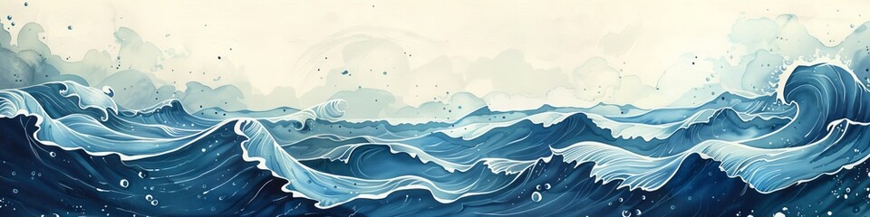 Splashing blue water waves.