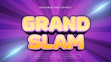 Yellow white and purple violet grand slam 3d editable text effect - font style