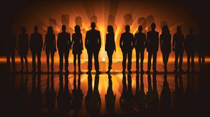 Business team silhouettes on a dark background, Ai Generated