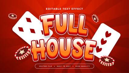 Red orange and white full house 3d editable text effect - font style © QalamVision