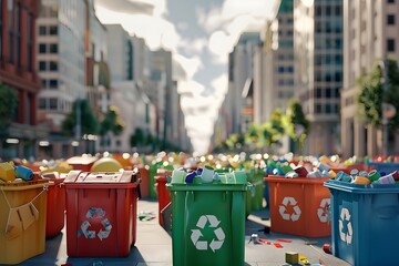 3D Rally for Recycling Awareness in a Bustling City Square