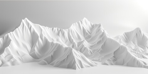 White mountain made of white straight lines, 3D render, minimalistic, white background