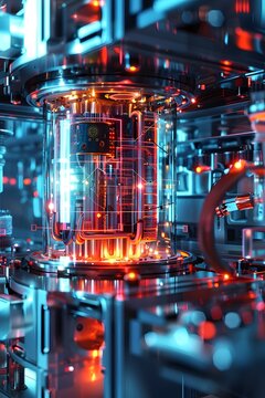 Quantum Computer Processing Data in a High-tech 3D Laboratory: Unlocking the Future of Technology and Science
