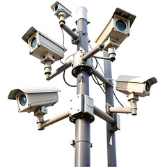Cctv cameras on isolated poles in a tech setting