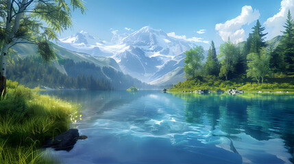 a beautiful view of a lake