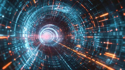 Immersive digital grid creating a portal or gateway effect