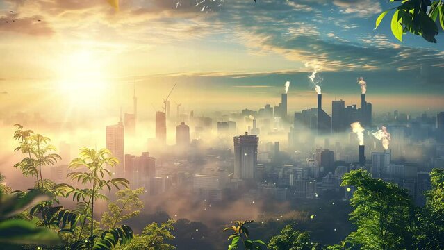environment an pollution illustration depicting the concept of CO2 emissions. seamless looping overlay 4k virtual video animation background