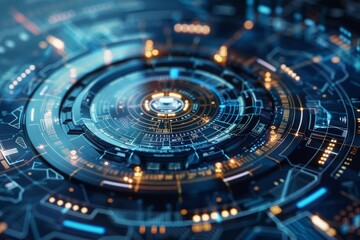 Sophisticated circular tech interface suggesting advanced system monitoring