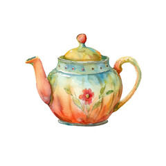 teapot vector illustration in watercolor style