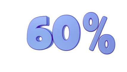 Blue 60 percent discount isolated 3d render illustration