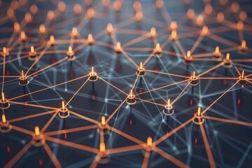 Visualization of network nodes connected by lines, showcasing the structure of digital networks