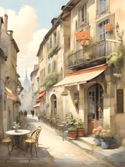 Obraz premium French Landscape Vintage Painting Illustration Art