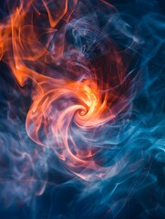 Colorful Vortex of Illuminated Smoke Swirling with a Glowing Ember Core