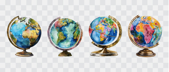 earth globe watercolor isolated graphic transparent