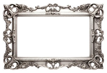 PNG Floral silver frame vintage rectangle white background architecture.