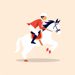 Cartoon illustration of Equestrian male athlete. Olympic Paralympic Athlete Equestrian.