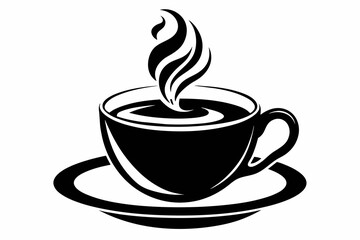 cup of coffee silhouette on white background, Vector illustration, bird, icon, svg, characters, Holiday t shirt, Hand drawn trendy Vector illustration, raven on a branch