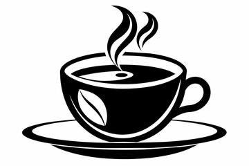 cup of coffee silhouette on white background, Vector illustration, bird, icon, svg, characters, Holiday t shirt, Hand drawn trendy Vector illustration, raven on a branch