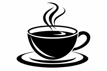 cup of coffee silhouette on white background, Vector illustration, bird, icon, svg, characters, Holiday t shirt, Hand drawn trendy Vector illustration, raven on a branch