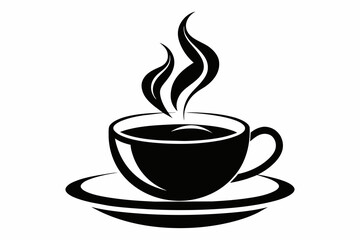 cup of coffee silhouette on white background, Vector illustration, bird, icon, svg, characters, Holiday t shirt, Hand drawn trendy Vector illustration, raven on a branch