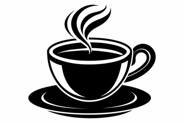 cup of coffee silhouette on white background, Vector illustration, bird, icon, svg, characters, Holiday t shirt, Hand drawn trendy Vector illustration, raven on a branch