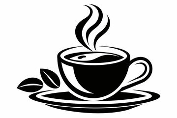 cup of coffee silhouette on white background, Vector illustration, bird, icon, svg, characters, Holiday t shirt, Hand drawn trendy Vector illustration, raven on a branch