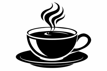 cup of coffee silhouette on white background, Vector illustration, bird, icon, svg, characters, Holiday t shirt, Hand drawn trendy Vector illustration, raven on a branch