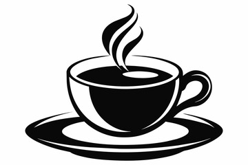 cup of coffee silhouette on white background, Vector illustration, bird, icon, svg, characters, Holiday t shirt, Hand drawn trendy Vector illustration, raven on a branch