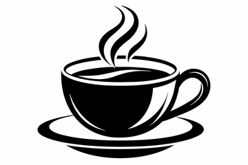 cup of coffee silhouette on white background, Vector illustration, bird, icon, svg, characters, Holiday t shirt, Hand drawn trendy Vector illustration, raven on a branch