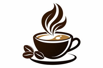 cup of coffee silhouette on white background, Vector illustration, bird, icon, svg, characters, Holiday t shirt, Hand drawn trendy Vector illustration, raven on a branch