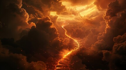 Ethereal stairway transcends earthly bounds, guiding souls. Ai Generated