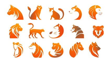 Animals logos collection. Animal logo set. Isolated on White background 