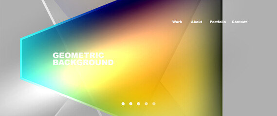 Flowing bright neon gradients geometric abstract background with triangles and lines. Fluid color pattern of color liquid gradient background for wallpaper, banner, background, card, landing page