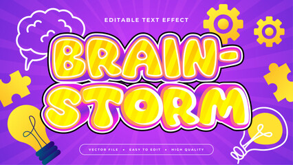 Yellow white and purple violet brainstorm 3d editable text effect - font style