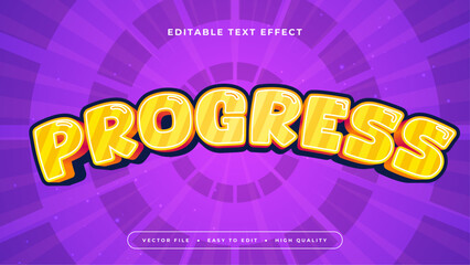 Yellow orange and purple violet progress 3d editable text effect - font style