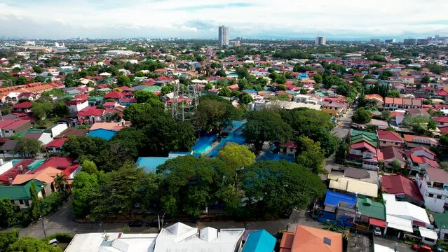 Aerial of BF Resort Village. A typical middle class subdivision in Metro Manila.