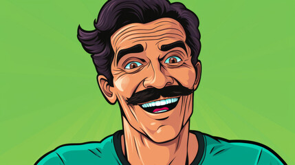 A man with a mustache and a big smile