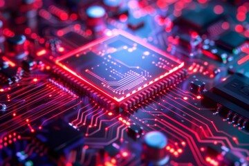 Fototapeta premium CPU processor microchip circuit board illustration created with generative ai