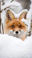 Obraz premium Curious fox in snowy forest