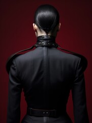 Mysterious figure in black leather jacket