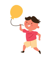 yellow day boy with balloon