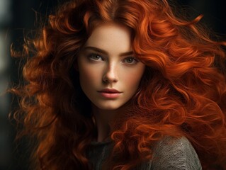 Captivating redhead with striking green eyes