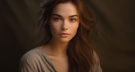 Naklejka premium portrait of a thoughtful young woman