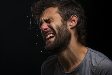 Obraz premium Intense facial expression of a bearded man