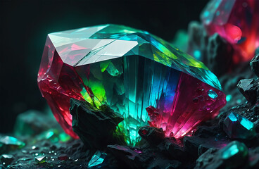 close up of rough colorful gemstone 