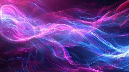 Obraz premium Big Neon Wave Background surges with energy, creating a dynamic environment for futuristic interaction, Sharpen with copy space