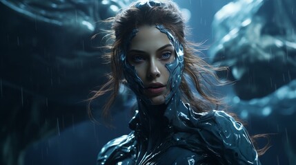 mysterious woman in the rain