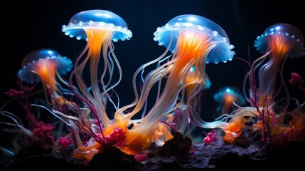 Vibrant jellyfish underwater scene