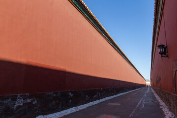 red wall of Forbiden city in Beijing