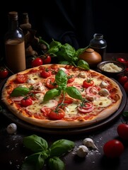 Delicious homemade pizza with fresh ingredients